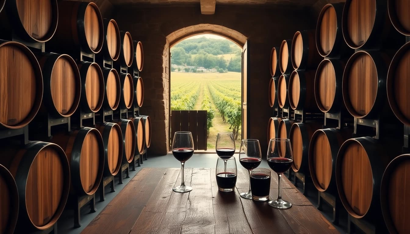 Besucher im Portweinkeller Porto genießen eine Weinprobe in einem rustikalen Ambiente.