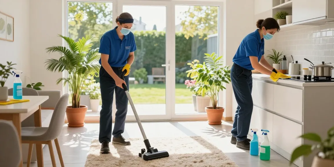 Dedicated team from reinigungsfirmen bern cleaning a bright home, showcasing their professionalism and teamwork.