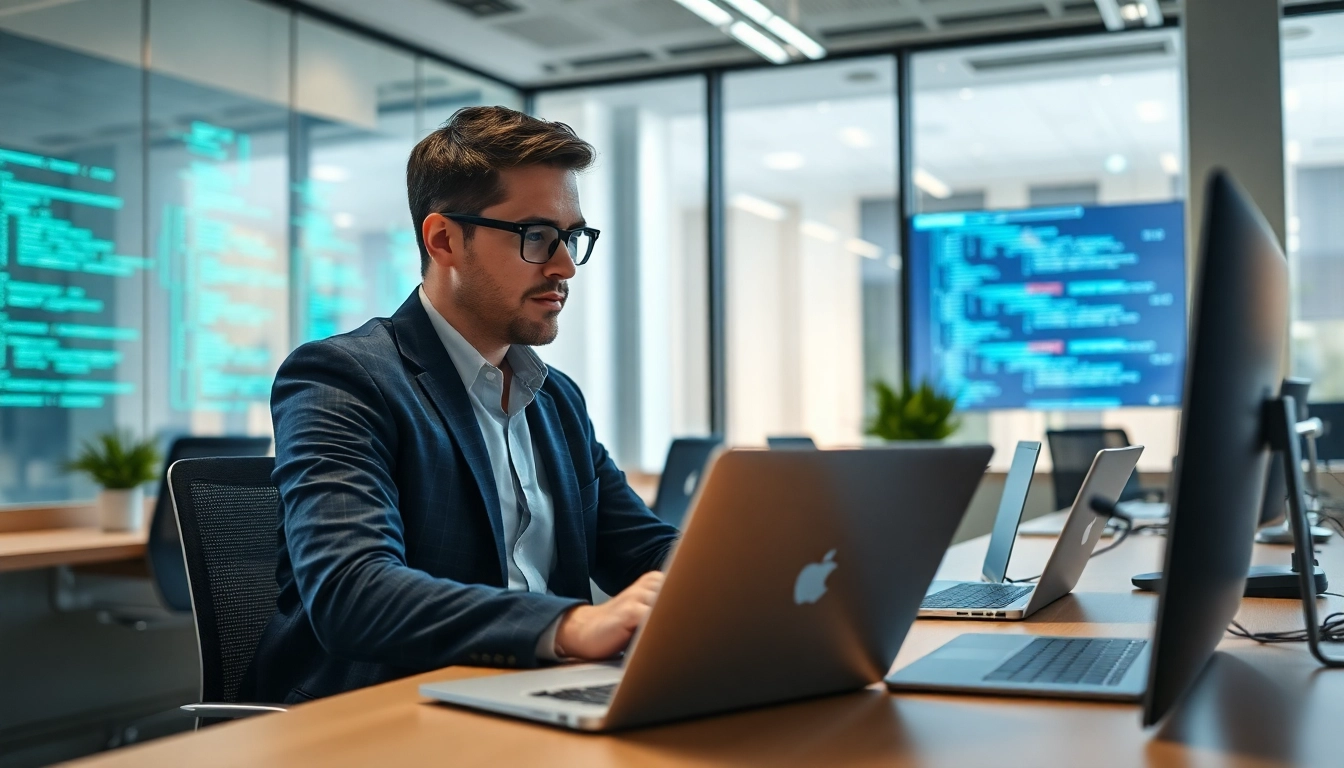 Der Headhunter IT berät Fachkräfte in einem modernen Büro und interagiert mit potenziellen Kandidaten.