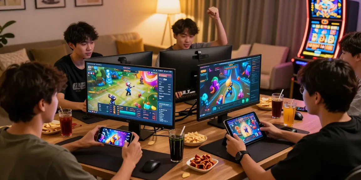 Players engaged in an exciting gaming session on https://gemwin.pics/ with vibrant graphics and cozy ambiance.