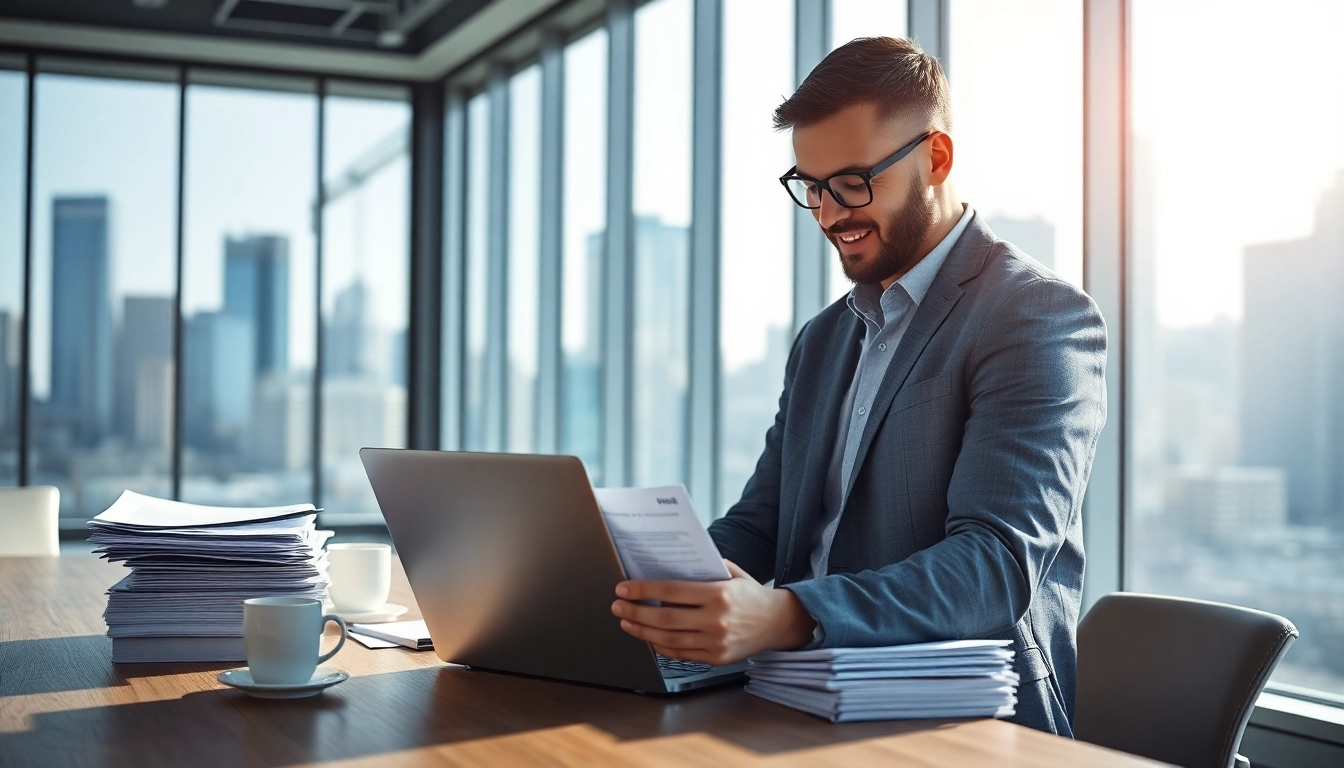 Headhunter Ingenieure analysiert Lebensläufe und Profile in einem modernen Büro.