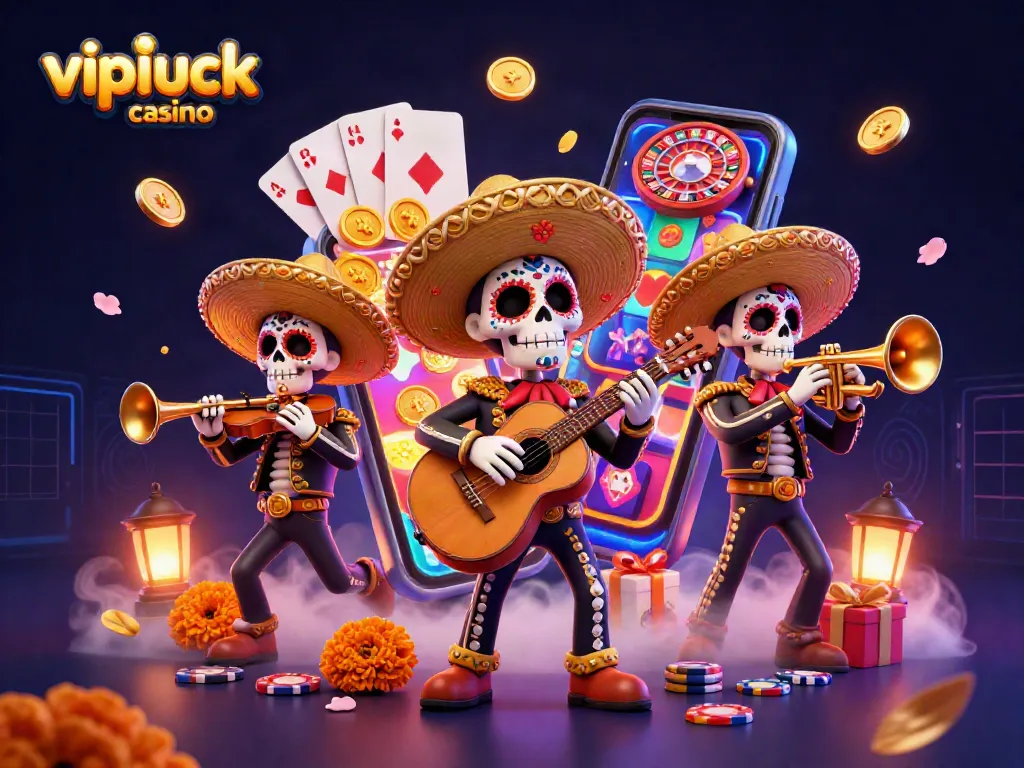 Experience the vibrant energy of vipluck casino with a colorful mariachi scene featuring dynamic game elements.