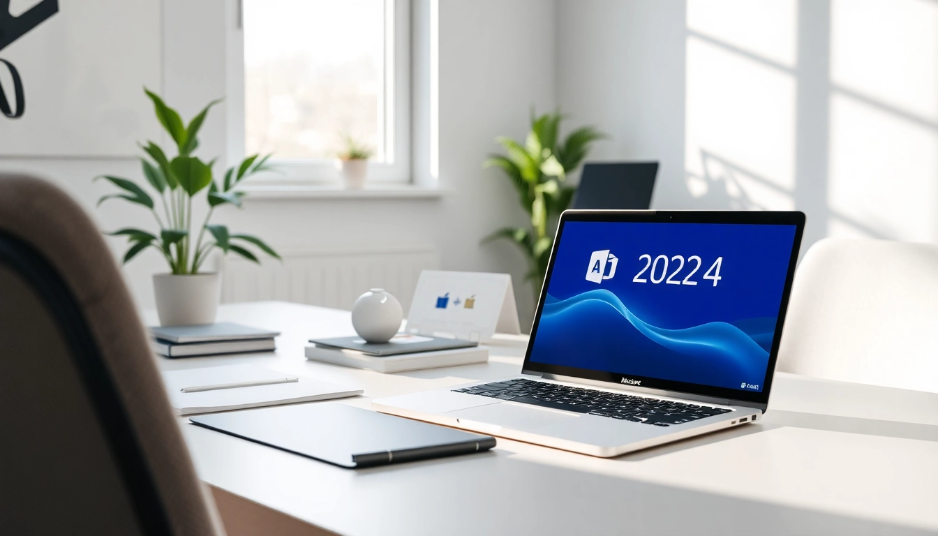 Office 2024 Standard Mac kaufen mit moderne Schreibtischumgebung und natürlichen Licht.