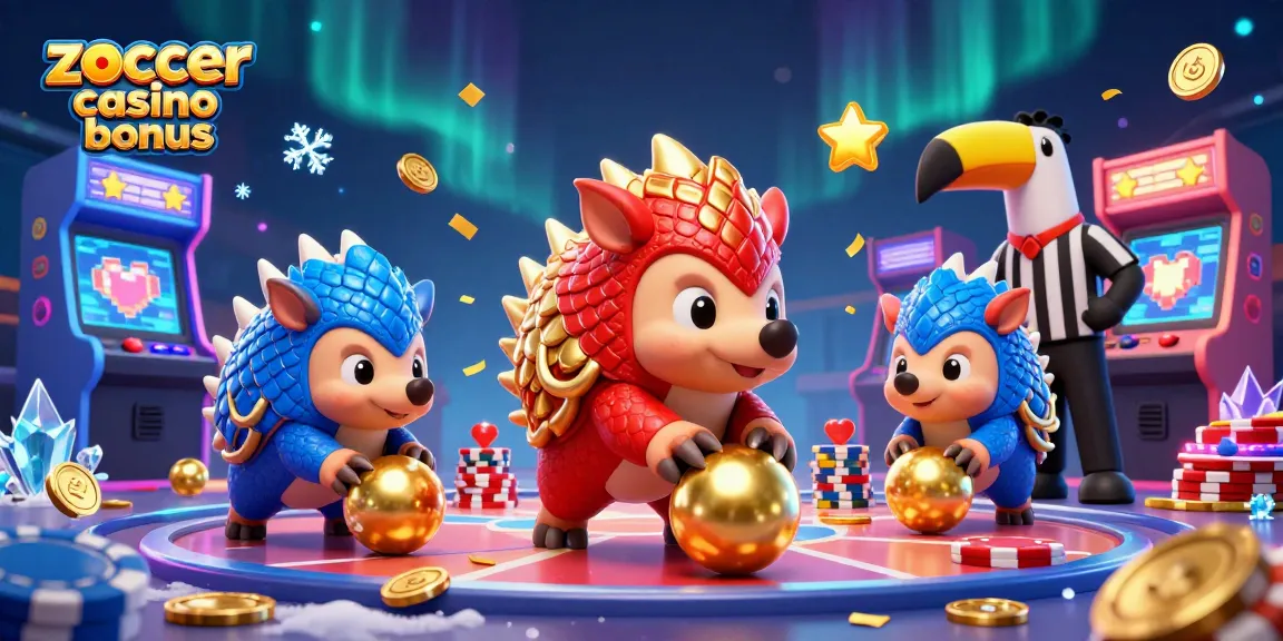 Engage in vibrant gameplay with the zoccer casino bonus as animated pangolins roll through poker chips and arcade games.
