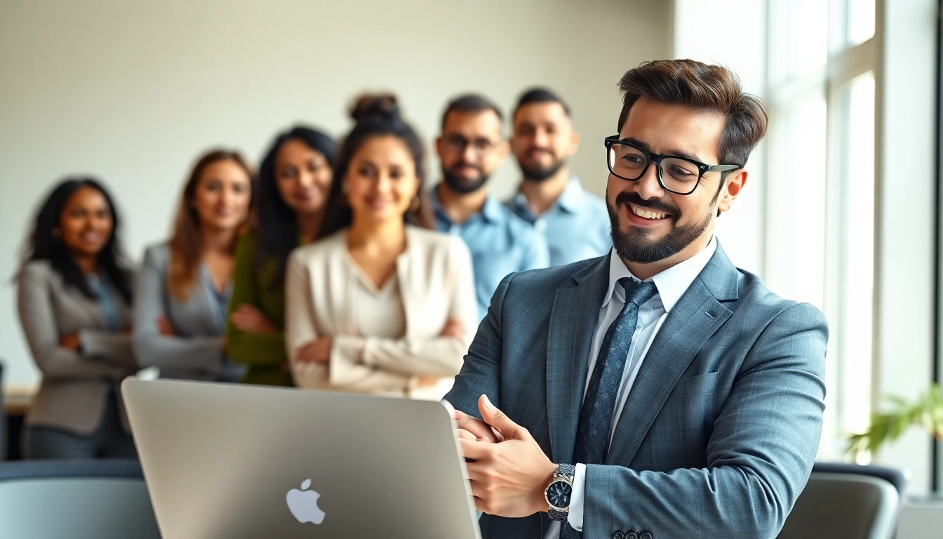 Headhunter Ingenieure erkennt Talente in einem modernen Büro mit verschiedenen Ingenieuren im Hintergrund.