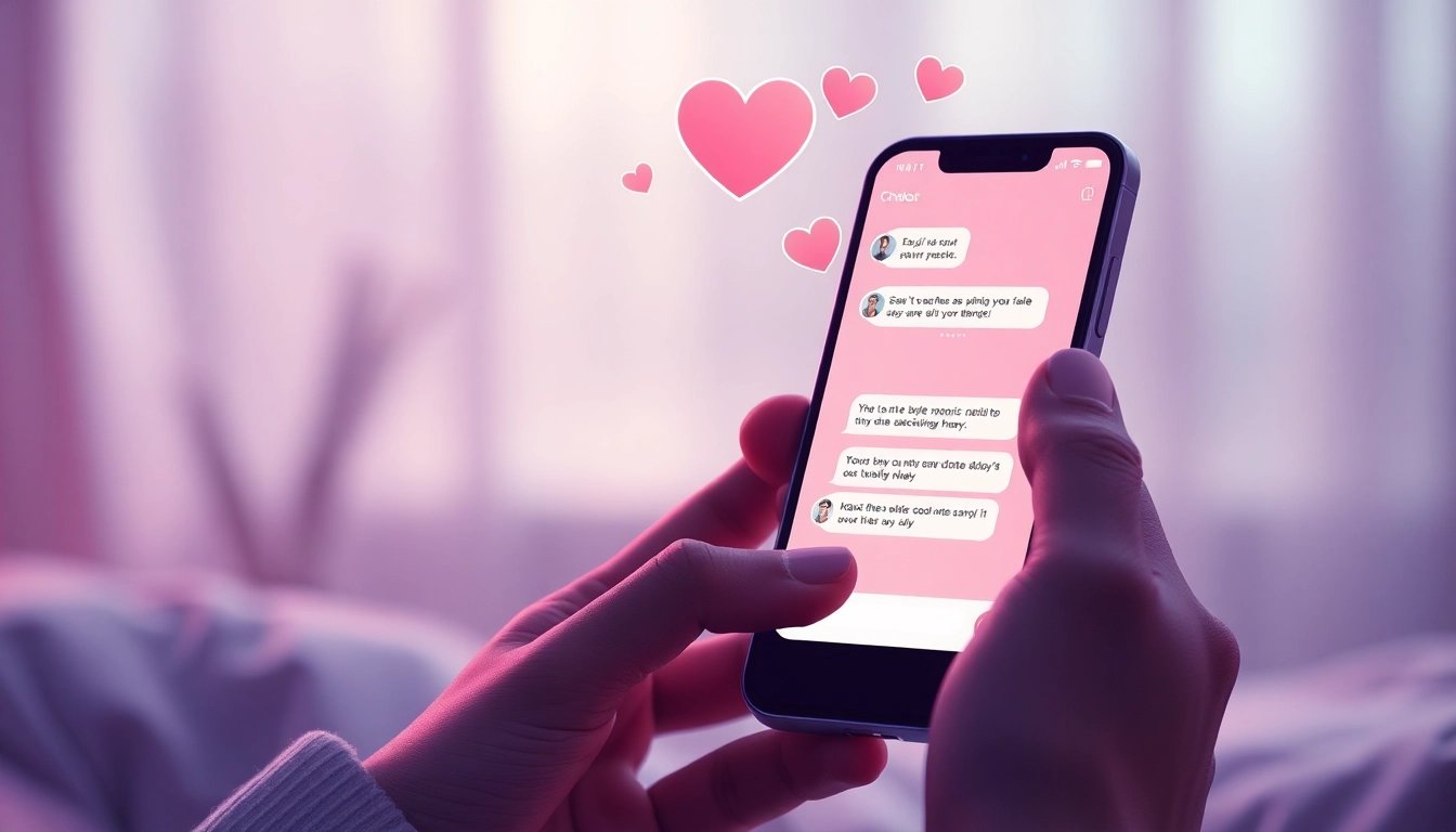 Engaging scene of ai sexting showing a user interacting with a chatbot on a smartphone.