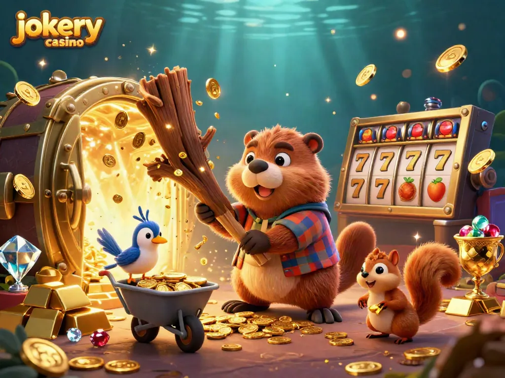 Join the fun at jokery casino with animated characters collecting gold coins!