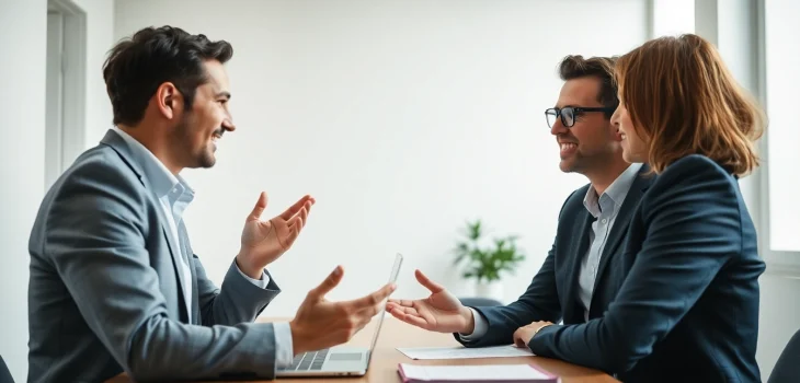 Headhunter Schweiz in einem professionellen Gespräch mit einem Kandidaten, der fokussiert agiert.