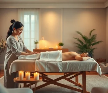 차분한 가정 환경에서 평택출장마사지로 편안함을 경험하는 모습. 젊은 치료사와 내담자가 함께합니다.